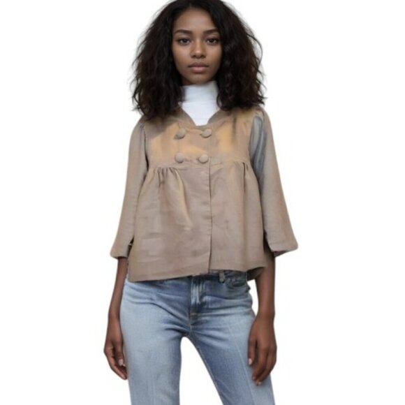 Sugarlips Old Fashioned Classic Suede Like Brown Swing Jacket Size M - Picture 1 of 8